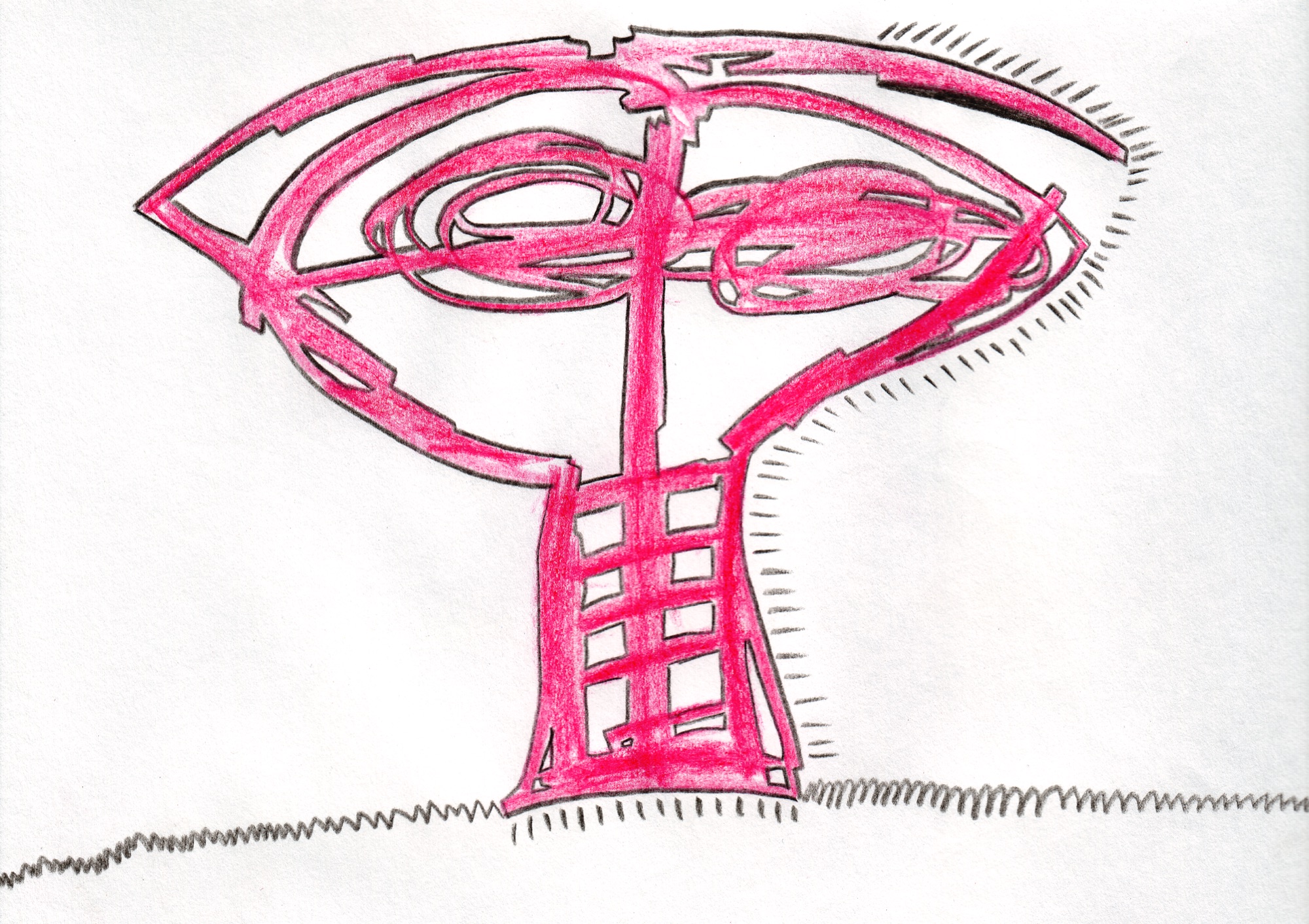 007 red buzzy skull