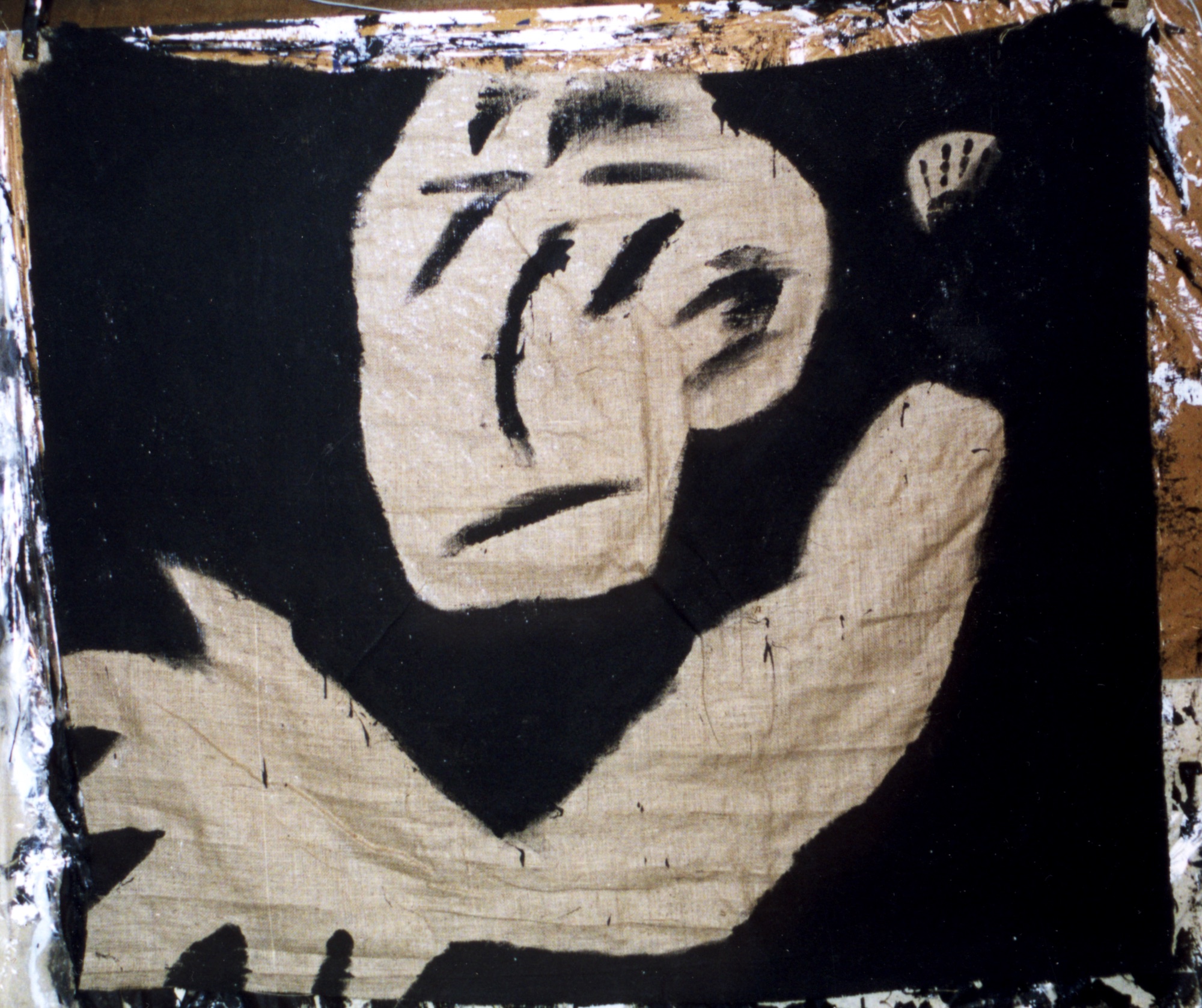 Negative guy on burlap